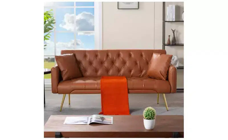 Canapé convertible futon en similicuir 81 cm H x 173,5 cm L x 70 cm P