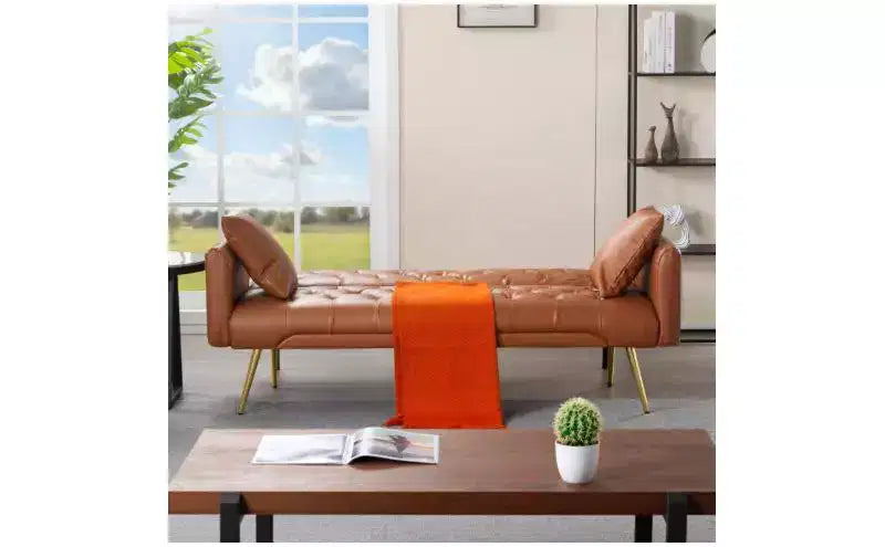 Canapé convertible futon en similicuir 81 cm H x 173,5 cm L x 70 cm P