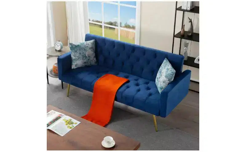 Canapé convertible futon en similicuir 81 cm H x 173,5 cm L x 70 cm P