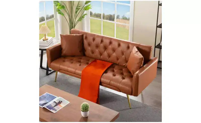 Canapé convertible futon en similicuir 81 cm H x 173,5 cm L x 70 cm P