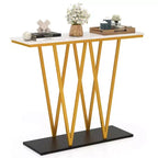 Console d'entrée en métal et MDF imitation marbre 31''H x 12''L x 40''P
