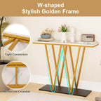 Console d'entrée en métal et MDF imitation marbre 31''H x 12''L x 40''P
