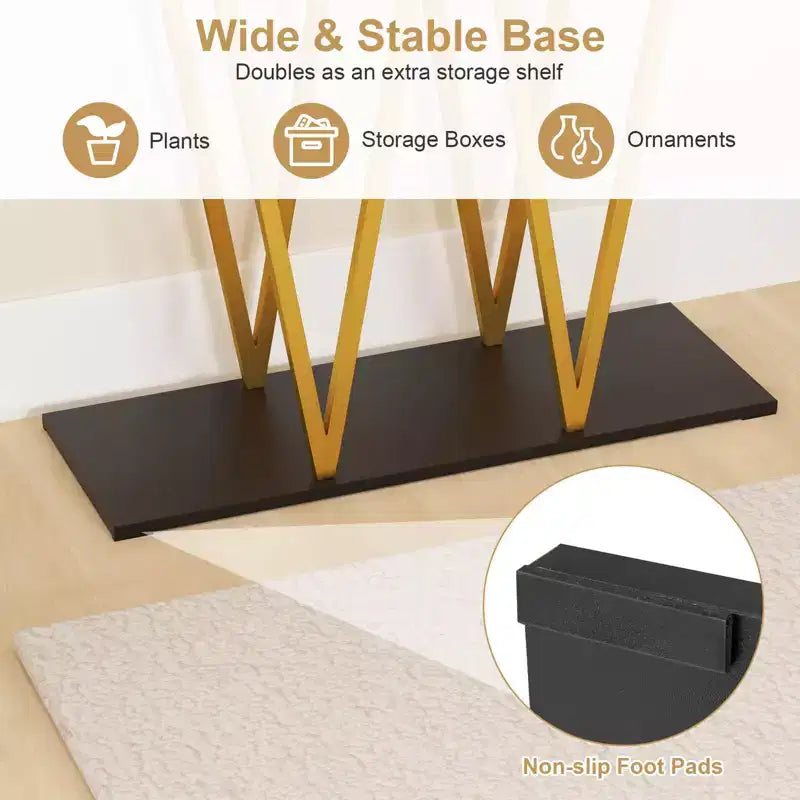 Console d'entrée en métal et MDF imitation marbre 31''H x 12''L x 40''P