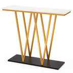 Console d'entrée en métal et MDF imitation marbre 31''H x 12''L x 40''P