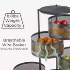 Étagère de rangement à roulettes en métal à 5 niveaux 90,5 cm (H) x 33,5 cm (l) x 33,5 cm (P)
