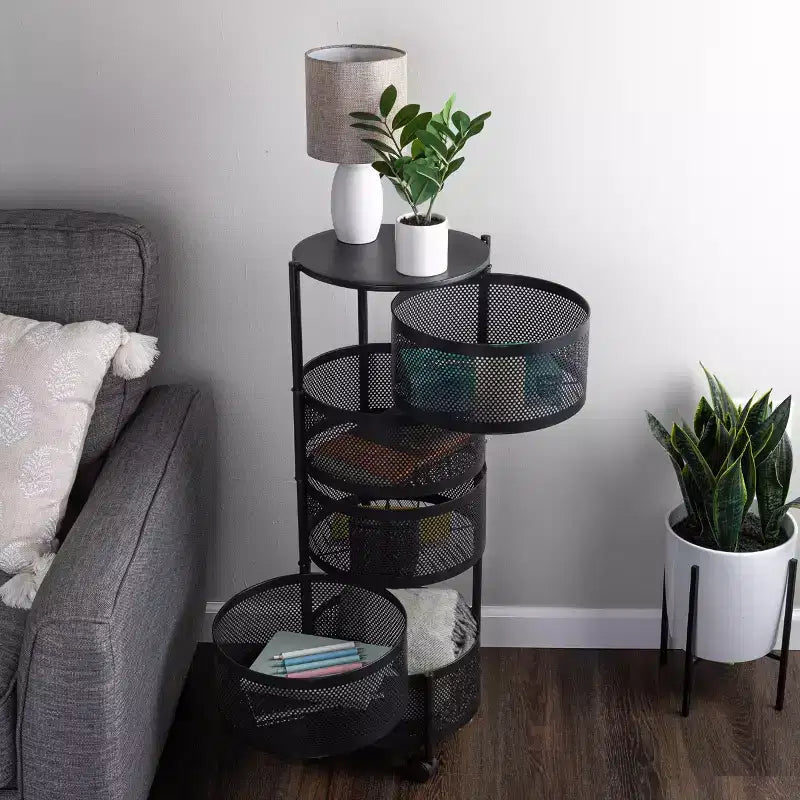 Étagère de rangement à roulettes en métal à 5 niveaux 90,5 cm (H) x 33,5 cm (l) x 33,5 cm (P)