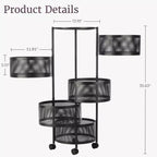 Étagère de rangement à roulettes en métal à 5 niveaux 90,5 cm (H) x 33,5 cm (l) x 33,5 cm (P)