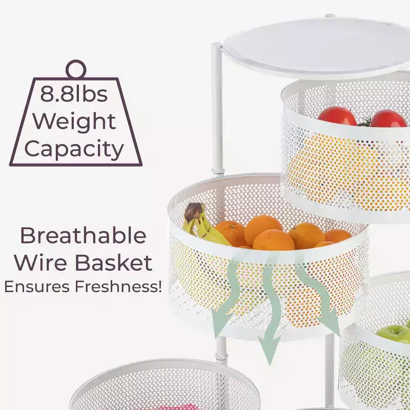 Étagère de rangement à roulettes en métal à 5 niveaux 90,5 cm (H) x 33,5 cm (l) x 33,5 cm (P)