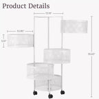 Étagère de rangement à roulettes en métal à 5 niveaux 90,5 cm (H) x 33,5 cm (l) x 33,5 cm (P)