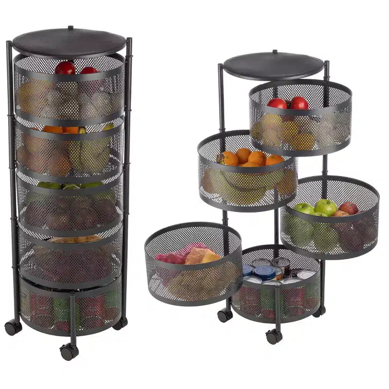Étagère de rangement à roulettes en métal à 5 niveaux 90,5 cm (H) x 33,5 cm (l) x 33,5 cm (P)