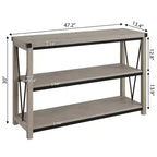 Console 3 niveaux en métal et MDF 76,2 cm H x 119,9 cm L x 34 cm P