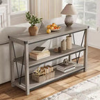 Console 3 niveaux en métal et MDF 76,2 cm H x 119,9 cm L x 34 cm P