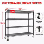 Étagère en fil métallique à 4 niveaux en acier au carbone 180 cm (H) x 60 cm (L) x 150 cm (P)