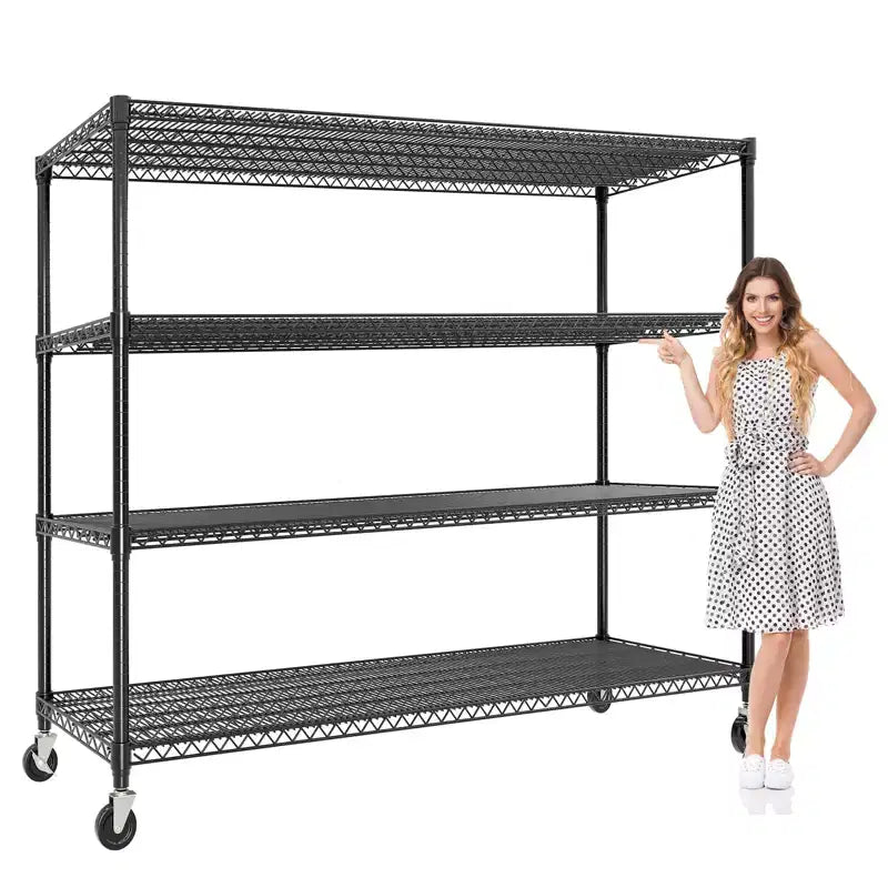Étagère en fil métallique à 4 niveaux en acier au carbone 180 cm (H) x 60 cm (L) x 150 cm (P)