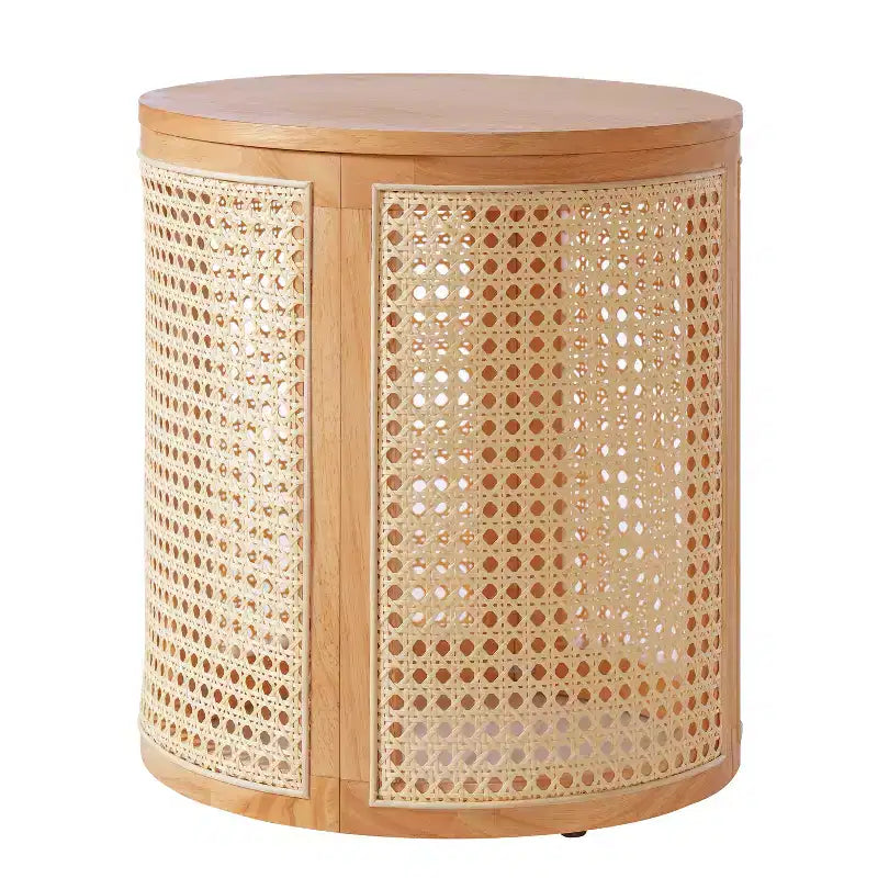 Table d'appoint ronde en MDF et acacia 40 cm H x 40 cm diamètre