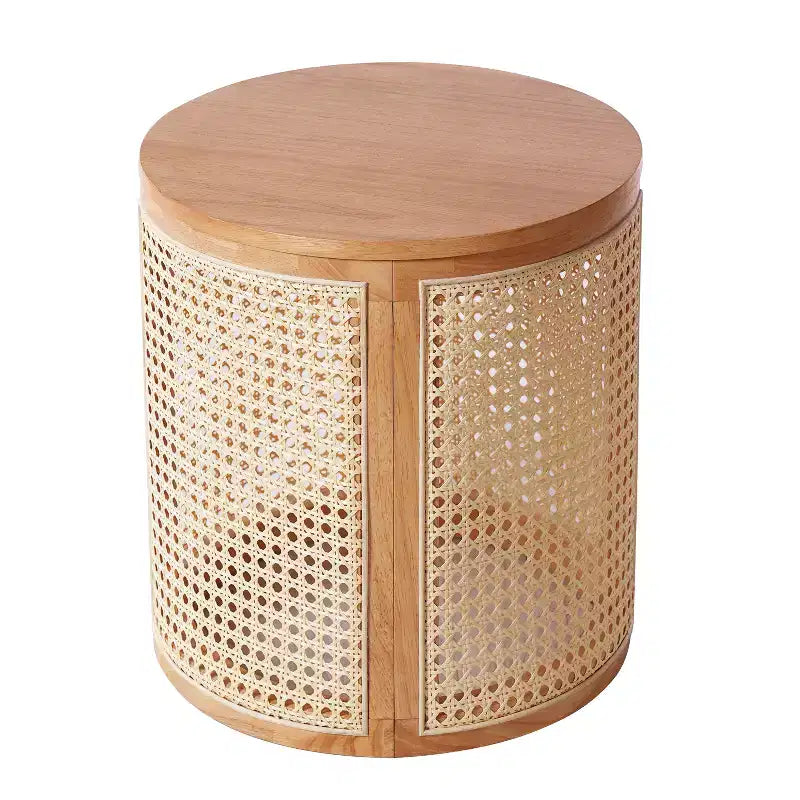 Table d'appoint ronde en MDF et acacia 40 cm H x 40 cm diamètre