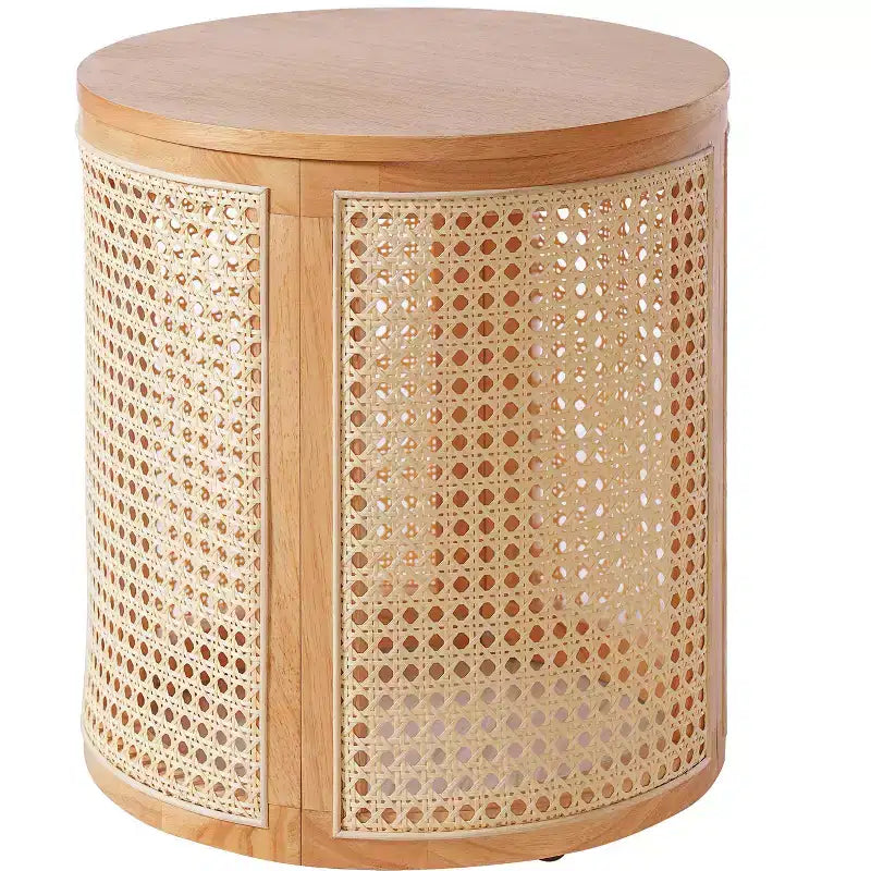 Table d'appoint ronde en MDF et acacia 40 cm H x 40 cm diamètre