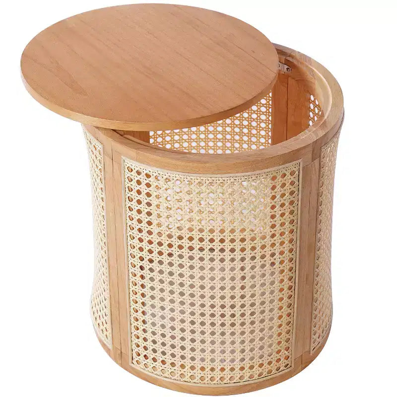 Table d'appoint ronde en MDF et acacia 40 cm H x 40 cm diamètre