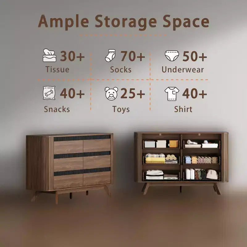 Commode 6 tiroirs en MDF avec volet roulant 78 cm H x 40 cm L x 120 cm P