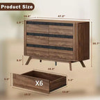 Commode 6 tiroirs en MDF avec volet roulant 78 cm H x 40 cm L x 120 cm P