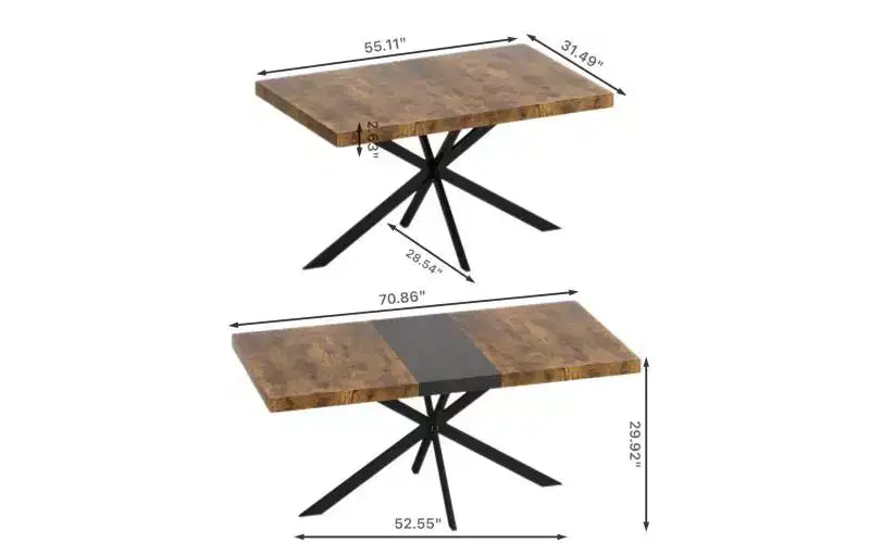 Table à manger extensible en MDF 76 cm H x 180 cm L x 140 cm P