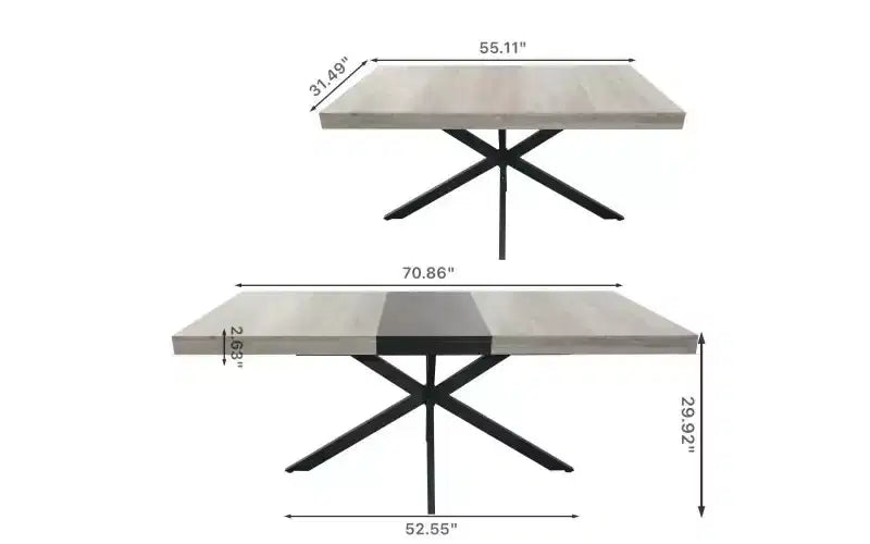 Table à manger extensible en MDF 76 cm H x 180 cm L x 140 cm P