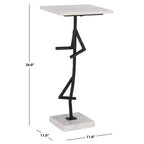 Table d'appoint en marbre et fer 61 cm H x 28 cm L x 28 cm P