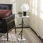 Table d'appoint en marbre et fer 61 cm H x 28 cm L x 28 cm P