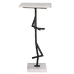 Table d'appoint en marbre et fer 61 cm H x 28 cm L x 28 cm P
