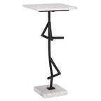 Table d'appoint en marbre et fer 61 cm H x 28 cm L x 28 cm P