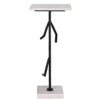 Table d'appoint en marbre et fer 61 cm H x 28 cm L x 28 cm P