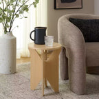 Table d'appoint ronde en mélamine et bois 45 cm (H) x 33,5 cm (l)