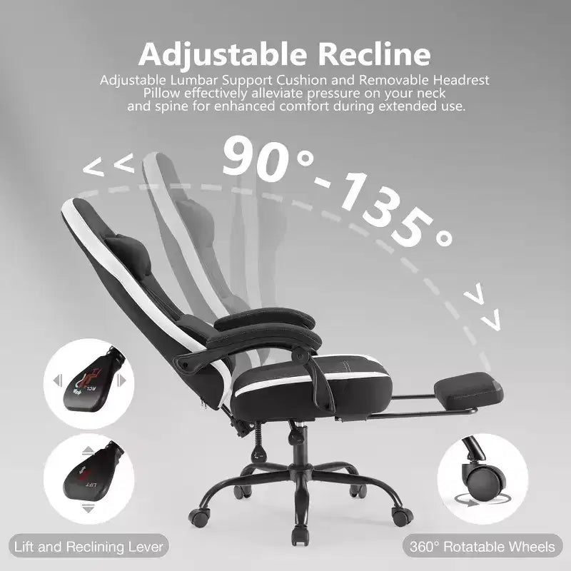 Chaise de bureau ergonomique en métal 48,43''H x 25,39''L x 25,2''P