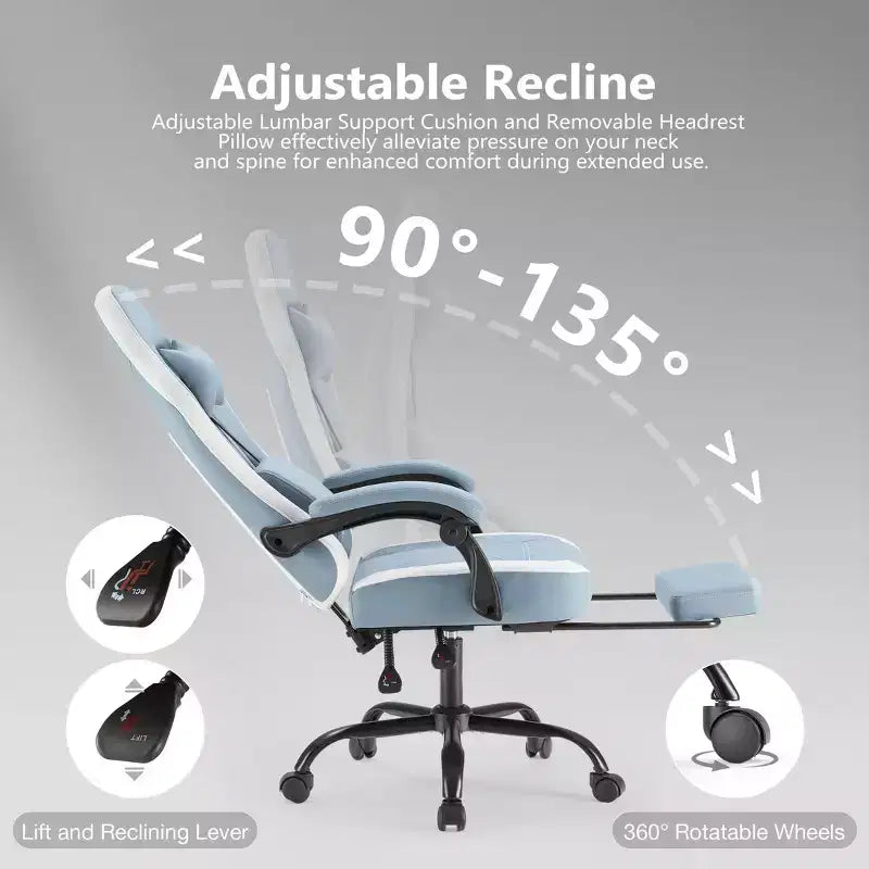Chaise de bureau ergonomique en métal 48,43''H x 25,39''L x 25,2''P