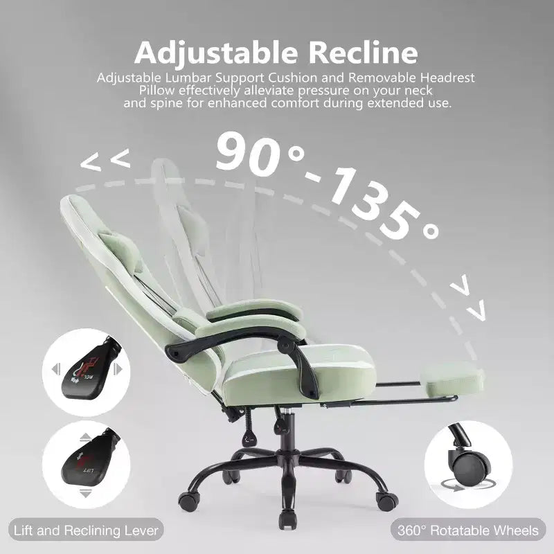 Chaise de bureau ergonomique en métal 48,43''H x 25,39''L x 25,2''P