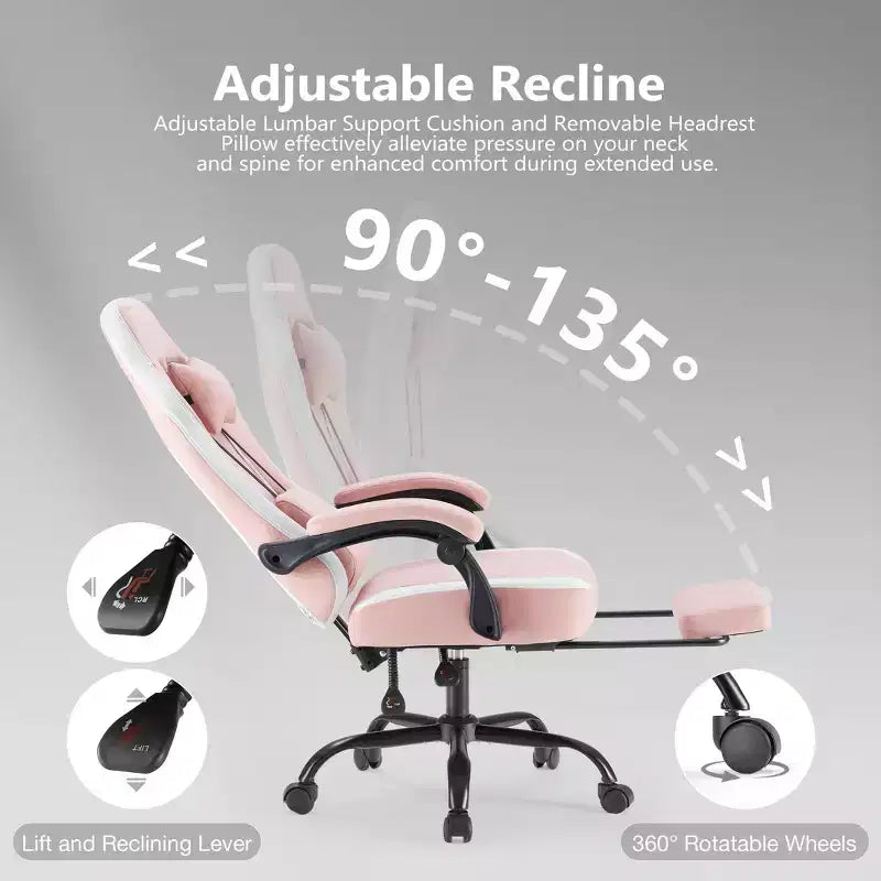 Chaise de bureau ergonomique en métal 48,43''H x 25,39''L x 25,2''P