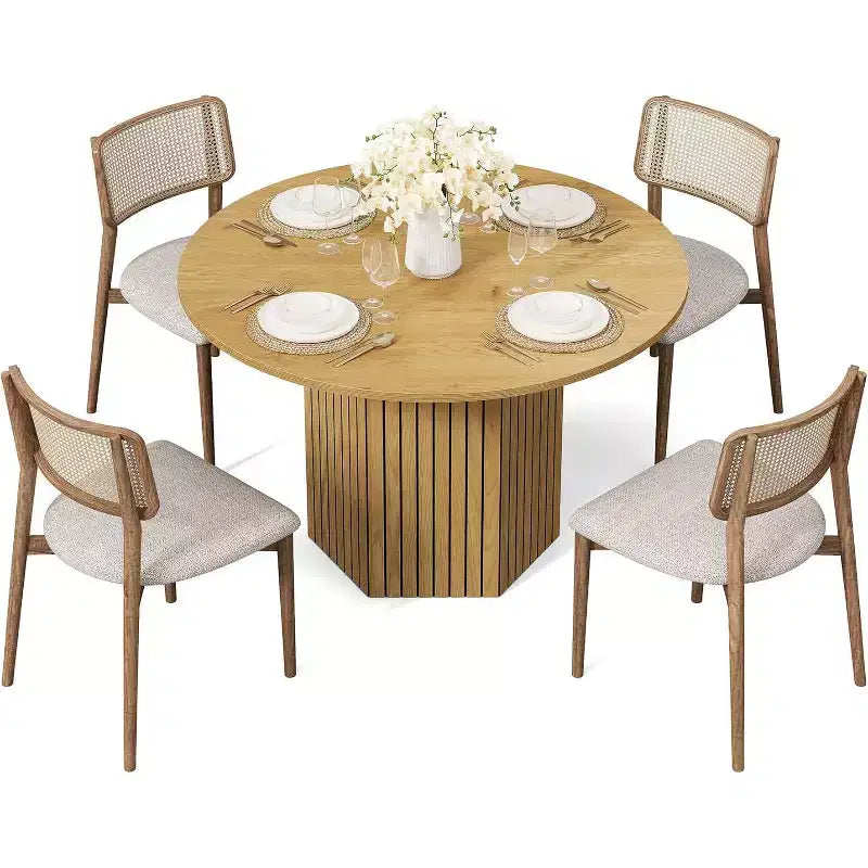 Table à manger ronde en bois 120 cm de diamètre 4 places