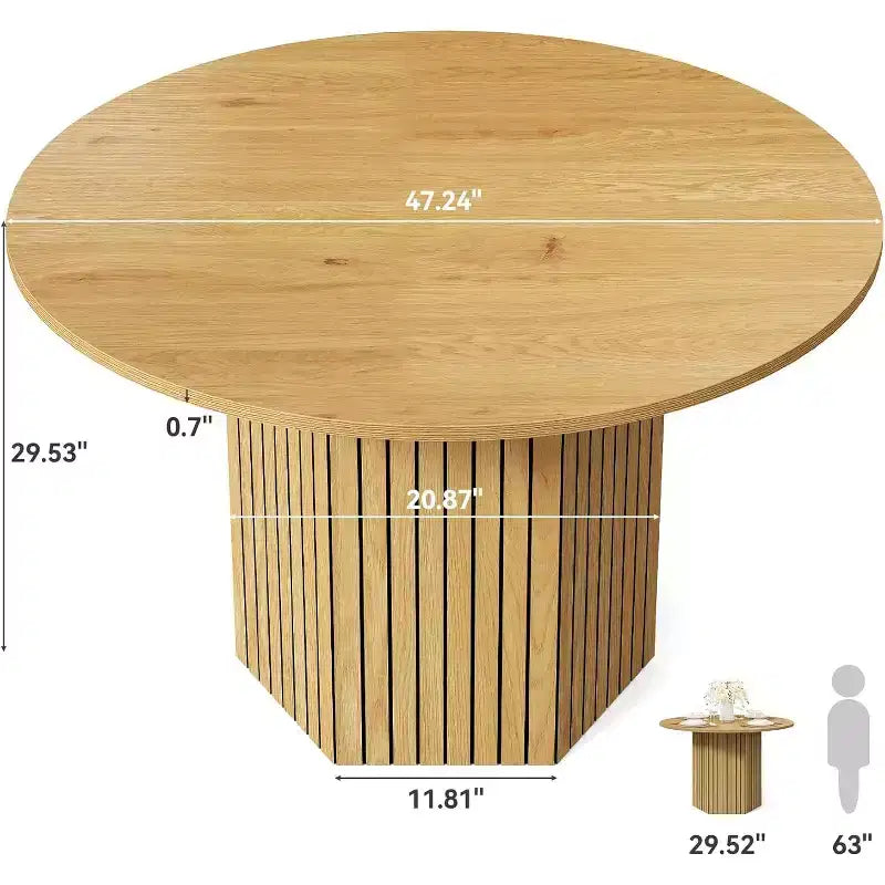 Table à manger ronde en bois 120 cm de diamètre 4 places