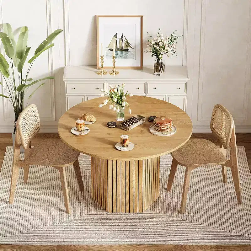 Table à manger ronde en bois 120 cm de diamètre 4 places