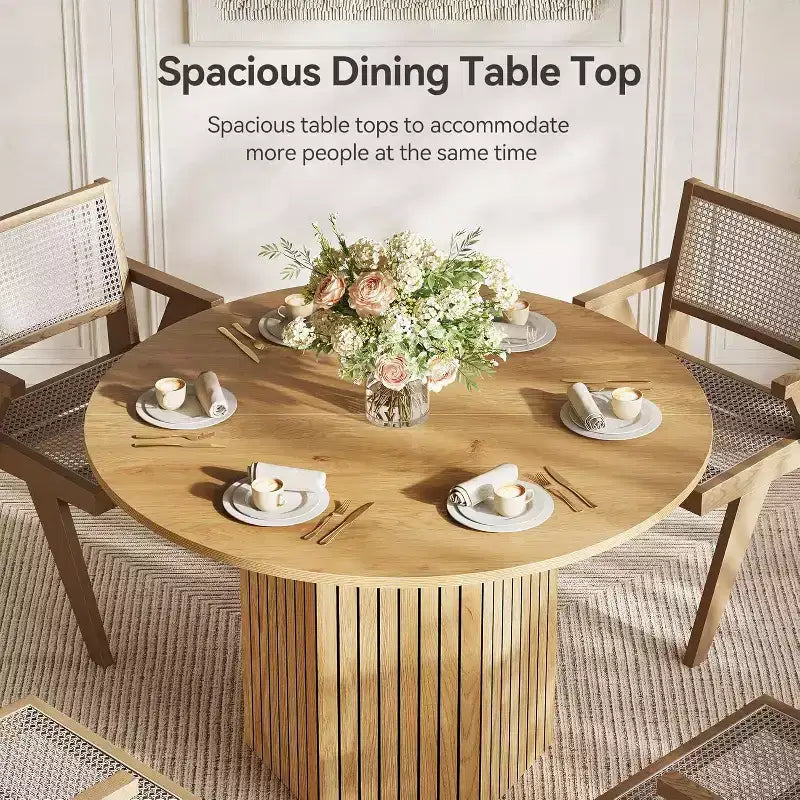 Table à manger ronde en bois 120 cm de diamètre 4 places