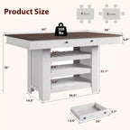 Table à manger en bois hauteur comptoir 91 cm avec 2 tiroirs, casier à vin et 3 étagères