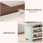 Table à manger en bois hauteur comptoir 91 cm avec 2 tiroirs, casier à vin et 3 étagères