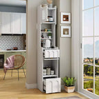 Armoire de rangement haute et étroite en panneaux de particules et MDF, 1 porte et 2 tiroirs, 180 cm de hauteur