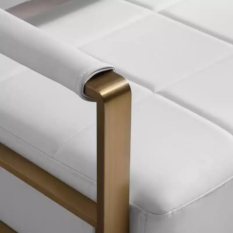 Canapé causeuse en similicuir avec accoudoirs en métal doré L 147 cm