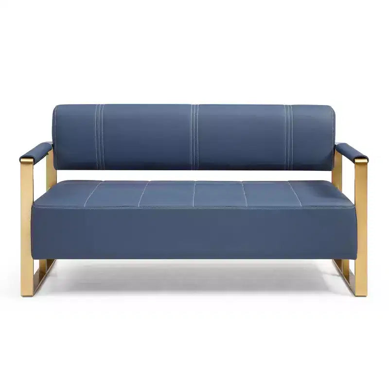 Canapé causeuse en similicuir avec accoudoirs en métal doré L 147 cm