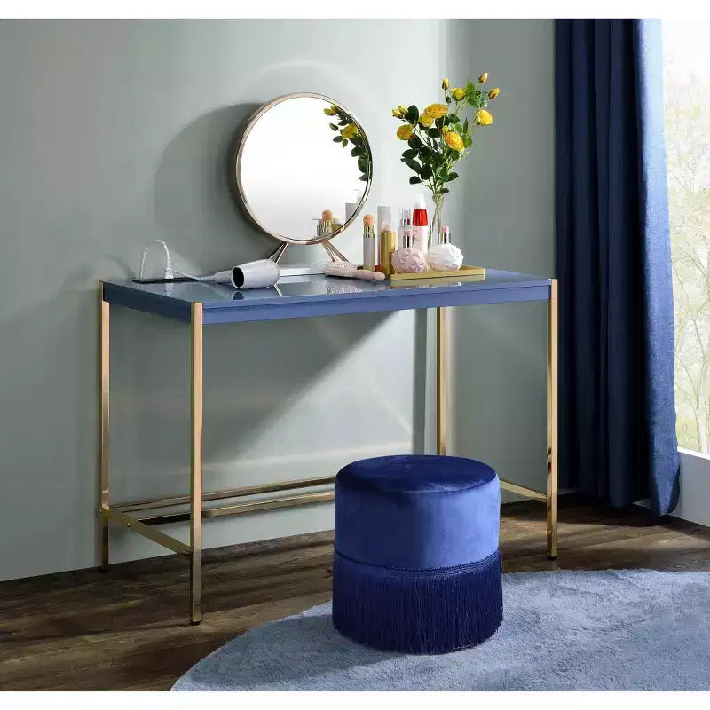 Bureau en MDF avec port USB et piètement en métal doré 40''L