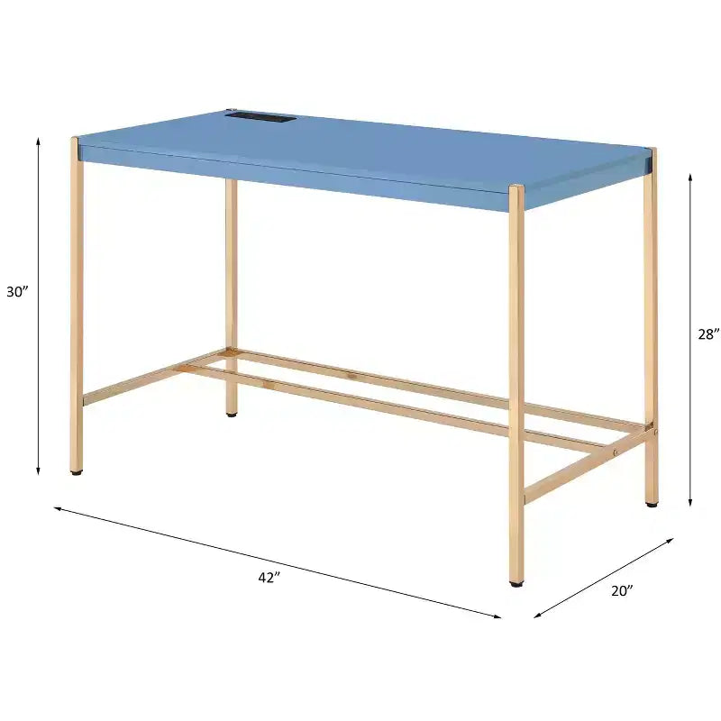 Bureau en MDF avec port USB et piètement en métal doré 40''L