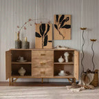 Buffet en acacia et MDF 81,5 cm H x 44 cm l x 151 cm P