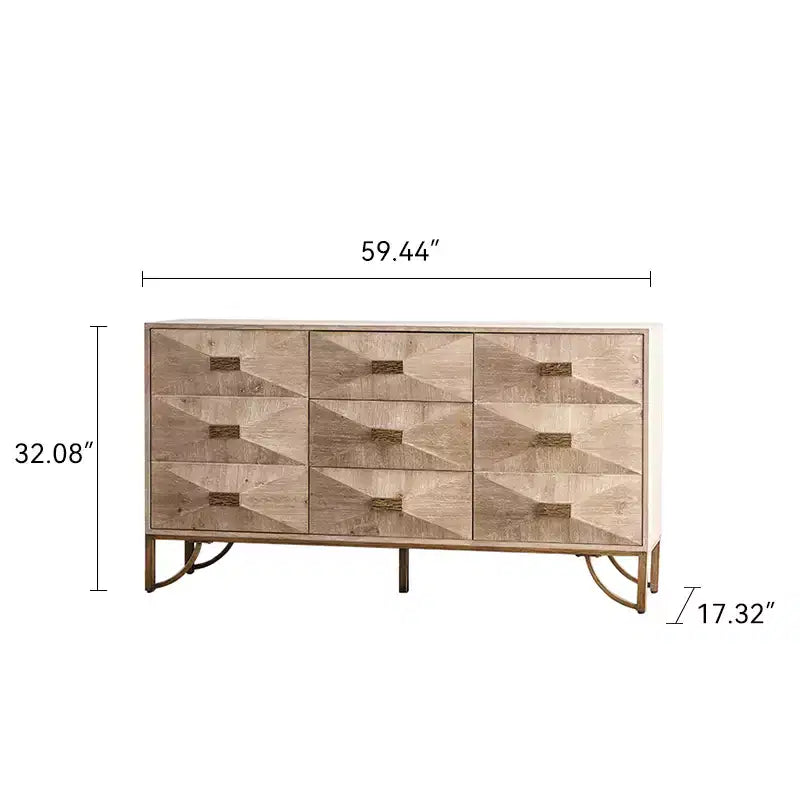 Buffet en acacia et MDF 81,5 cm H x 44 cm l x 151 cm P