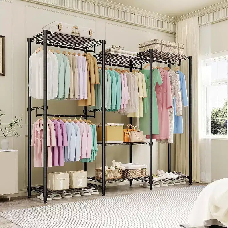 Portant à vêtements autoportant en acier avec étagères 194 cm H | Capacité de 227 kg